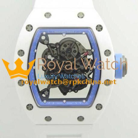 Replica Richard Mille RM055 KV V2 White Ceramic Blue Skeleton Dial M8215