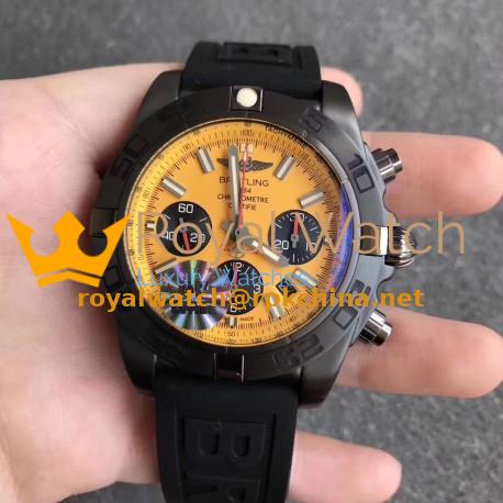 Replica Breitling Chronomat 44 Blacksteel MB0111C3/I531/262S/M20DSA.2 GF PVD Yellow Dial Swiss 7750
