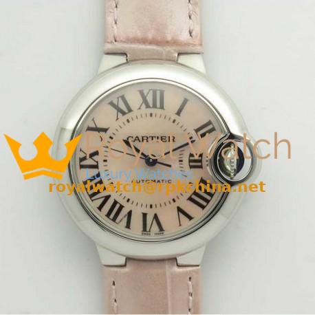 Replica Ballon Bleu De Cartier Ladies 33MM WSBB0002 V6 Stainless Steel Pink Mother Of Pearl Dial Seiko NH05A
