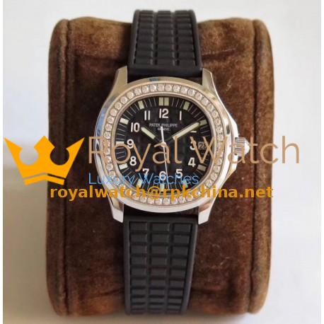 Replica Patek Philippe Aquanaut Luce Ladies 5067A-001 N Stainless Steel & Diamonds Black Dial Swiss 324SC