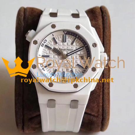 Replica Audemars Piguet Royal Oak Offshore Diver 15707 JF V2 White Ceramic White Dial Swiss 3120