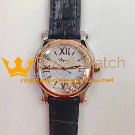 Replica Chopard Happy Sport 36MM Automatic 278559-6008 N Stainless Steel & Rose Gold Silver & Diamond Dial Swiss 2892