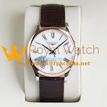 Replica Longines Record L2.821.4.11.2 AF Stainless Steel & Rose Gold White Dial Swiss L888.4