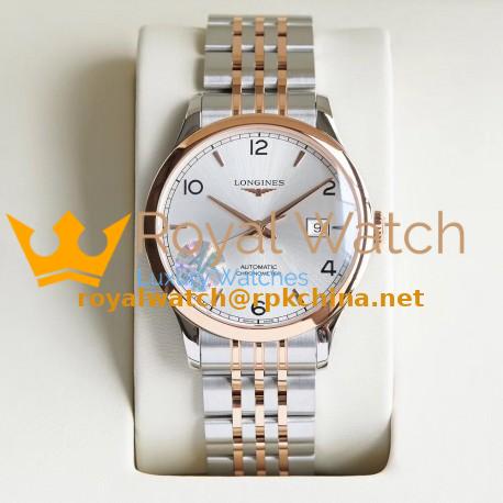 Replica Longines Record L2.821.4.76.6 AF Stainless Steel & Rose Gold Silver Dial Swiss L888.4