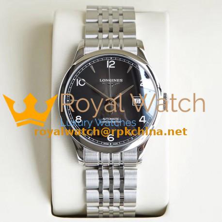 Replica Longines Record L2.820.4.56.6 AF Stainless Steel Black Dial Swiss L888.4