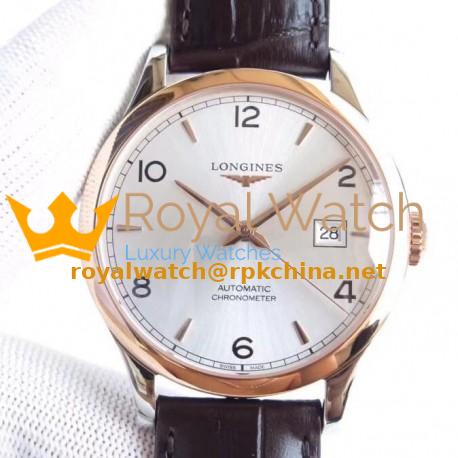 Replica Longines Record L2.821.4.76.2 AF Stainless Steel & Rose Gold Silver Dial Swiss L888.4