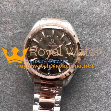 Replica Omega Seamaster Aqua Terra 150M GMT 43MM 231.20.43.22.06.003 VS Stainless Steel & Rose Gold Brown Dial Swiss 8605