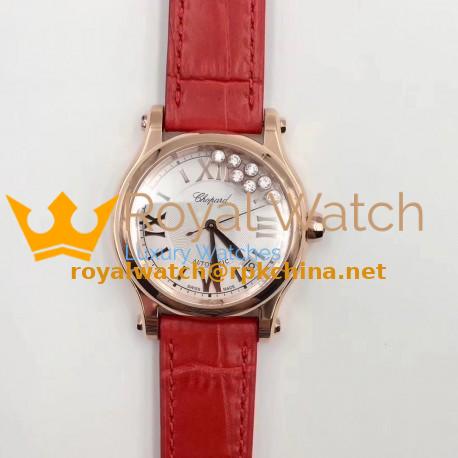 Replica Chopard Happy Sport 36MM Automatic 274808-5001 N Rose Gold Silver & Diamond Dial Swiss 2892