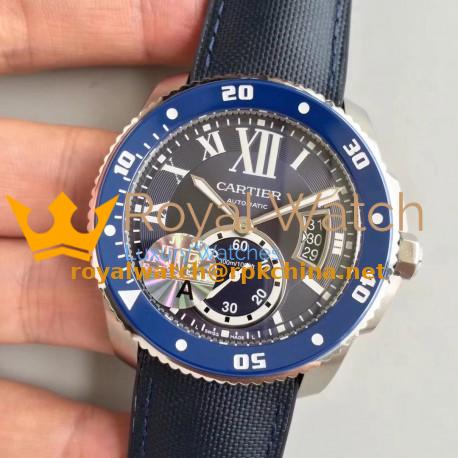 Replica Calibre De Cartier Diver WSCA0010 42MM JF Stainless Steel Blue Dial A23J