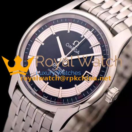 Replica Omega De Ville 41MM Stainless Steel Black Dial Swiss 8500