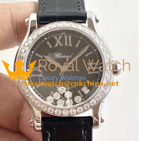 Replica Chopard Happy Sport 36MM Automatic 278475-3048 N Stainless Steel & Diamond Black & Diamond Dial Swiss 2892