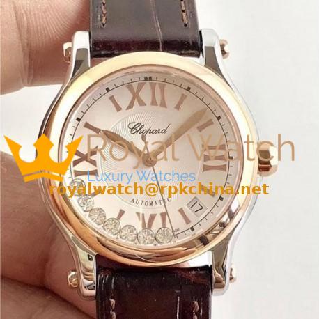 Replica Chopard Happy Sport 36MM Automatic 278559-6001 N Stainless Steel & Rose Gold Silver & Diamond Dial Swiss 2892