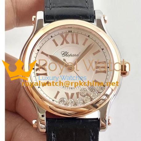 Replica Chopard Happy Sport 36MM Automatic 278559-6001 N Stainless Steel & Rose Gold Silver & Diamond Dial Swiss 2892