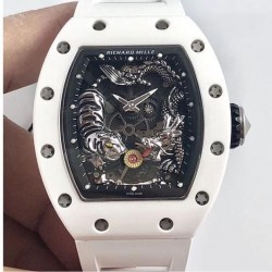 RM051-01 Tiger & Dragon KVF White Ceramic Skeleton Dial M8215