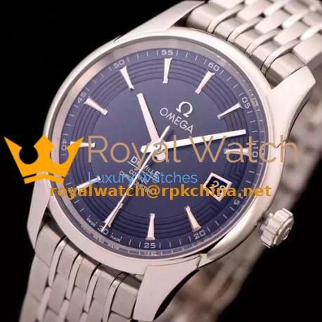 Replica Omega De Ville 41MM Stainless Steel Blue Dial Swiss 8500