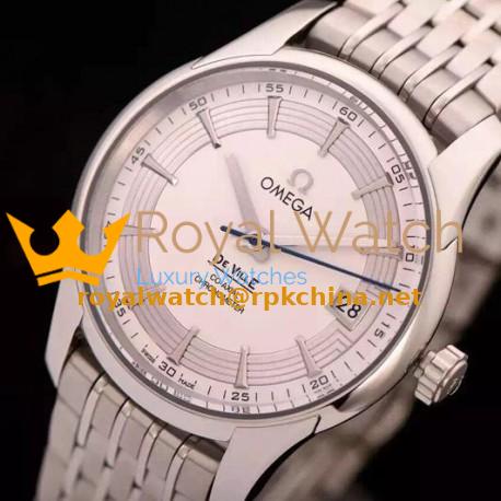 Replica Omega De Ville 41MM Stainless Steel White Dial Swiss 8500
