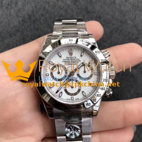 Replica Rolex Daytona Cosmograph 116520 AR V2 Stainless Steel 904L White Dial Swiss 4130 Run 6@SEC