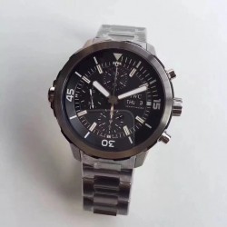 Aquatimer Chrono IW376804 HBB V6F SS Black Dial Swiss 7750