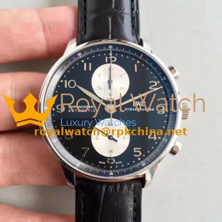 Replica IWC Portugieser Chronograph IW371404 ZF Stainless Steel Black & White Dial Swiss 7750