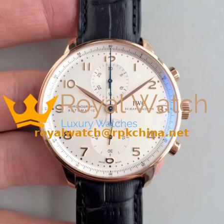 Replica IWC Portugieser Chronograph IW371480 ZF Rose Gold White Dial Swiss 7750