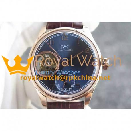 Replica IWC Portuguese Tourbillon IW5463 YL Rose Gold Blue Dial Swiss 63783