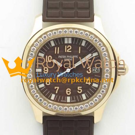 Replica Patek Philippe Aquanaut Luce Ladies 5068R-001 TW Rose Gold & Diamonds Chocolate Dial Swiss 324SC