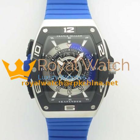 Replica Franck Muller Skafander SKF 46 DV SC DT N Stainless Steel Blue Skeleton Dial M8215