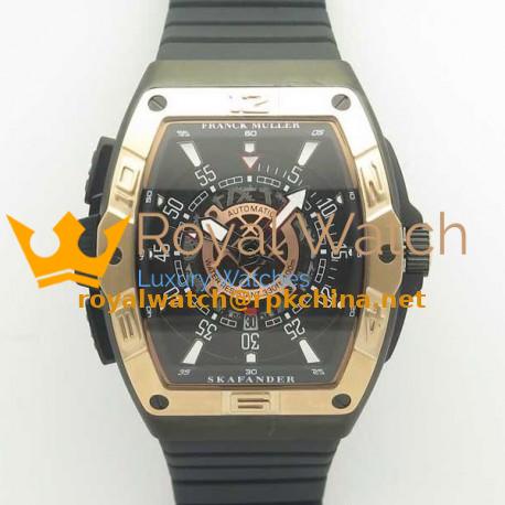 Replica Franck Muller Skafander SKF 46 DV SC DT N Ceramic & Rose Gold Black Skeleton Dial M8215