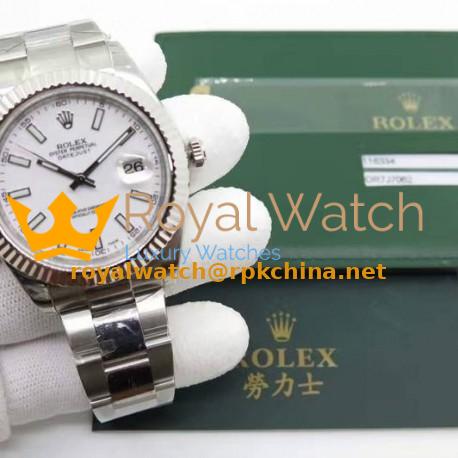 Replica Rolex Datejust II 116334 41MM EW Stainless Steel White Dial Swiss 3136
