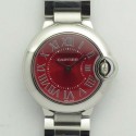 Replica Ballon Bleu De Cartier Ladies 33MM WSBB0022 V6 Stainless Steel Red Dial Swiss Ronda Quartz