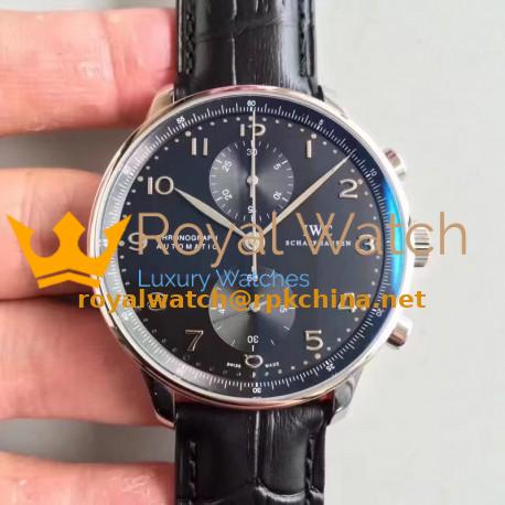 Replica IWC Portugieser Chronograph IW371447 ZF Stainless Steel Black Dial Swiss 7750