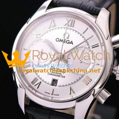 Replica Omega De Ville 42MM Chronograph Stainless Steel White Dial Swiss 9300