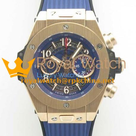 Replica Hublot Big Bang Unico Full Magic Gold 411.MX.1138.RX 3A Rose Gold Blue Skeleton Dial Swiss HUB1242