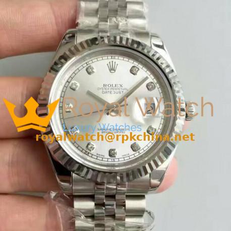 Replica Rolex Datejust II 116334 41MM N Stainless Steel Rhodium & Diamonds Dial Swiss 2836-2