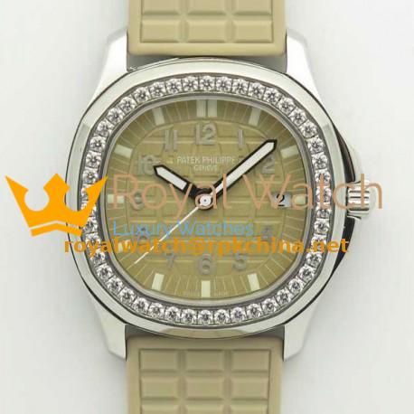 Replica Patek Philippe Aquanaut Luce Ladies 5067A JJ Stainless Steel & Diamonds Beige Dial Swiss E23-250SC