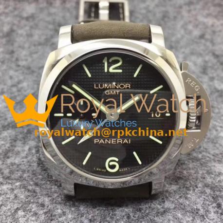 Replica Panerai Luminor 1950 3 Days GMT PAM535 Q Edition Paris hobnails ZF Stainless Steel Black Dial Swiss P9001