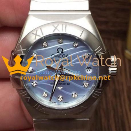 Replica Omega Constellation Double Eagle Lady 27MM Stainless Steel Blue Dial Swiss 8520