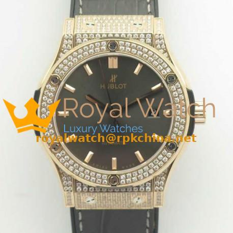 Replica Hublot Classic Fusion King Gold Pave 42MM 511.OX.1181.LR.1704 F16 Rose Gold & Diamonds Grey Dial Swiss 2892