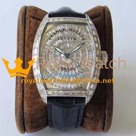 Replica Franck Muller Cintree Curvex 8880 CC AT D ABF Stainless Steel & Diamonds Diamond Dial Swiss 2824-2