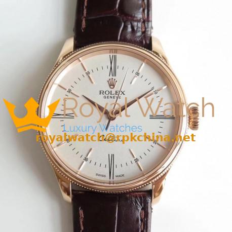 Replica Rolex Cellini 50505 MK V4 Rose Gold White Dial Swiss 3132