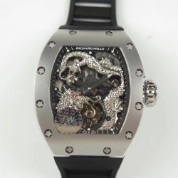 RM057 Tourbillon Dragon  Jackie Chan TWF SS Black & Silver Skeleton Dial  Swiss Tourbillon