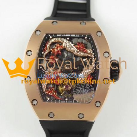 Replica Richard Mille RM057 Tourbillon Dragon Jackie Chan TW Rose Gold Black & Rose Gold Skeleton Dial Swiss Tourbillon
