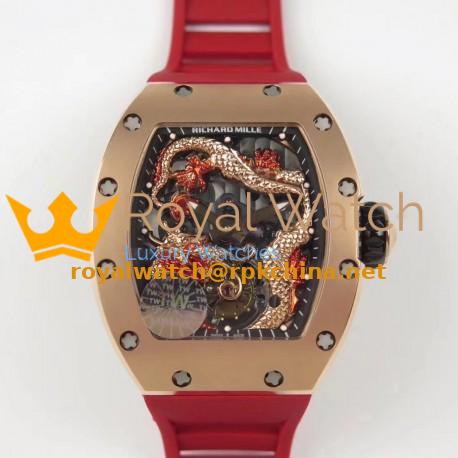 Replica Richard Mille RM057 Tourbillon Dragon Jackie Chan TW Rose Gold Black & Rose Gold Skeleton Dial Swiss Tourbillon