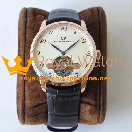 Replica Girard Perregaux 1966 Tourbillon Sous Pont D'Or 99535-52-131-BKBA N Rose Gold White Dial Swiss Tourbillon