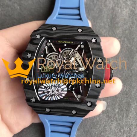 Replica Richard Mille RM35-02 Rafael Nadal KV V2 Forged Carbon Black Skeleton Dial M8215