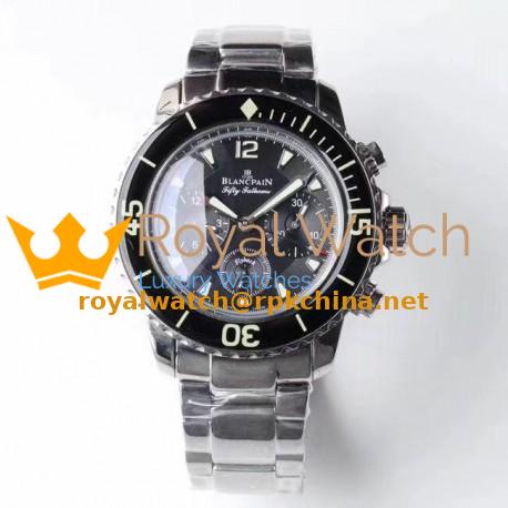 Replica Blancpain Fifty Fathoms Flyback Chronograph 5085F-1130-71 UF Stainless Steel Black Dial Swiss 7750