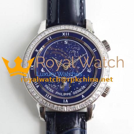 Replica Patek Philippe Grand Complications Sky Moon Celestial 5102G N Stainless Steel & Diamond Blue Dial Swiss 240 LU CL C