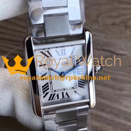 Replica Cartier Tank Solo Ladies 35MM W5200014 GP Stainless Steel Silver Dial Swiss Ronda Quartz