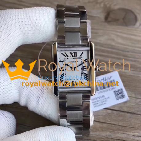 Replica Cartier Tank Solo Ladies 31MM W5200013 GP Stainless Steel Silver Dial Swiss Ronda Quartz