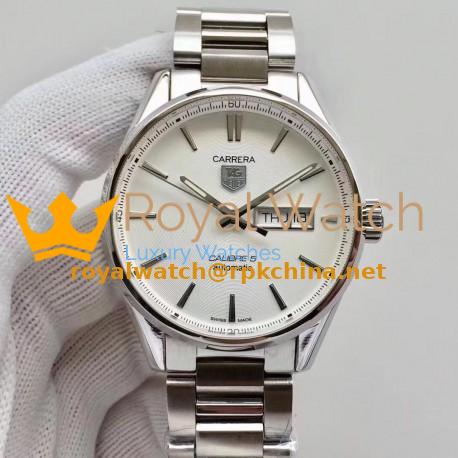 Replica Tag Heuer Carrera Calibre 5 Day-Date 41MM WAR201B.BA0723 N Stainless Steel White Dial Swiss 2836-2